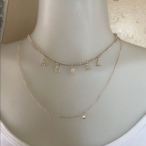 ANGEL double necklace silver tone. 16-28in